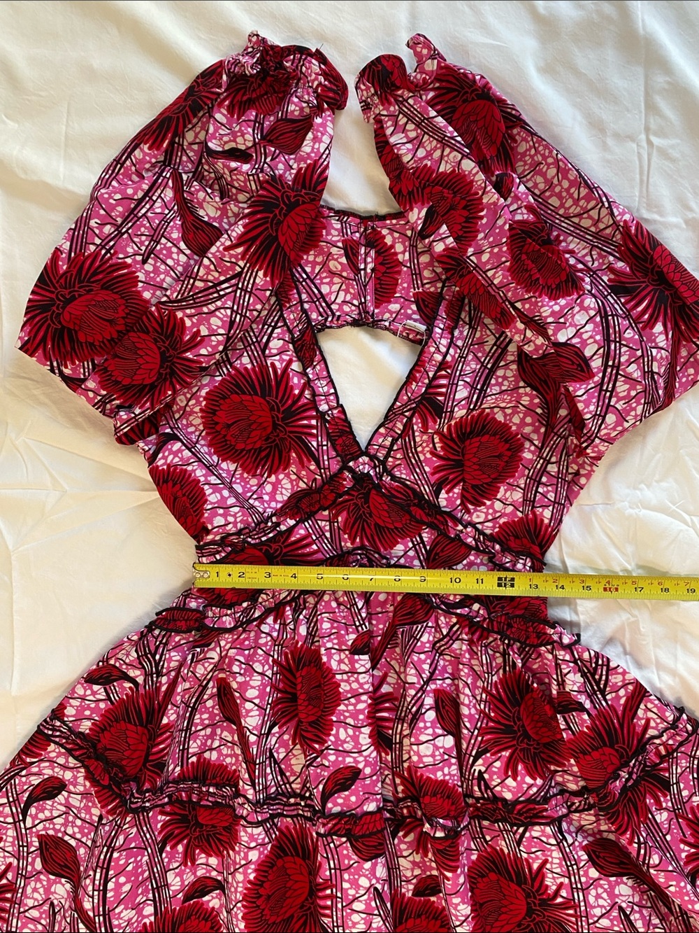 Kawesii Pink & Red Floral Tiered Dress - Picture 13 of 13